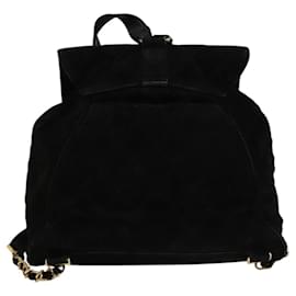 Chanel-CHANEL Matelasse Chain Backpack Suede Black CC Auth PP183-Black