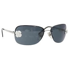 Chanel-CHANEL Camelia Sunglasses metal Silver CC Auth yk17322-Silvery