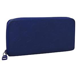 Louis Vuitton-LOUIS VUITTON Taurillon Monogram Zippy Wallet Wallet Blue M80791 LV Auth 114310-Blue