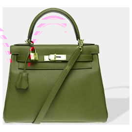 Hermès-HERMES Kelly 28 Bag in Red Leather - 102506-Red