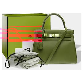 Hermès-HERMES Kelly 28 Bag in Red Leather - 102506-Red