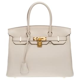 Hermès-HERMES Birkin 30 Bag in Beige Leather - 102513-Beige