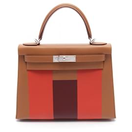 Hermès-Hermes Kelly Letter 28 Handbag-Brown,Dark red