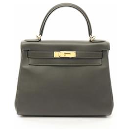 Hermès-Sac à main Hermes Kelly 28-Kaki