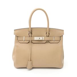 Hermès-Hermes Birkin 30 Handbag in Beige Togo Leather-Beige