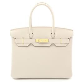 Hermès-Hermes Birkin 30 Handbag in White Togo Leather-White