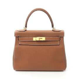 Hermès-Sac à main Hermes Kelly 28 Verso-Marron,Gris