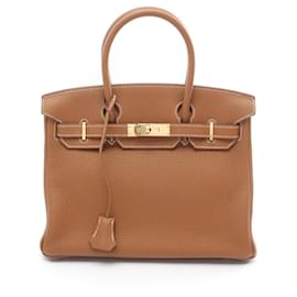 Hermès-Hermes Birkin 30 Handbag-Brown,Golden