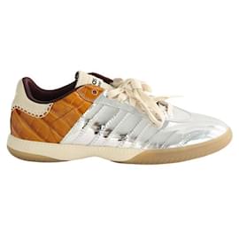 Adidas-Samba leather sneakers-Silvery