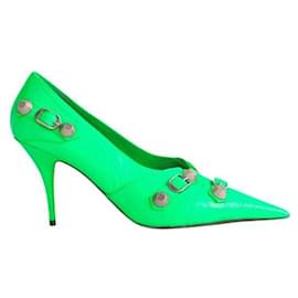 Balenciaga-Cagole heels in leather-Green