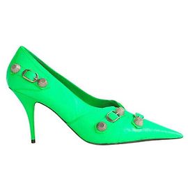 Balenciaga Grüne Leder Cagole-Absätze Grün