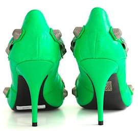 Balenciaga-Cagole heels in leather-Green