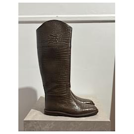 Fendi-FENDI Boots T.EU 39 Leather-Brown