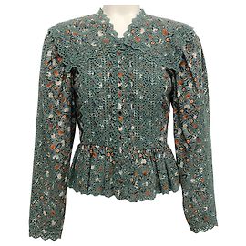 Ulla Johnson Mina Bluse mit Salbeigrünen Blumen Grün