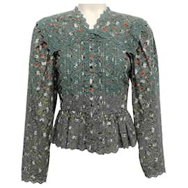 Ulla Johnson-Ulla Johnson Sage Green Floral Mina Blouse-Green