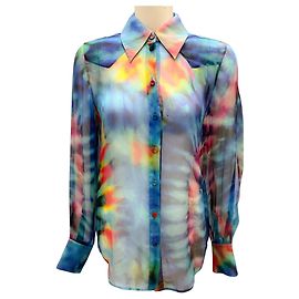 Chloé Blusa in seta tie-dye multicolore blu Chloe Multicolore