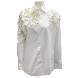 Camisa de popeline de algodão branca Clavelly com paetês embellidos de Dries van Noten Branco