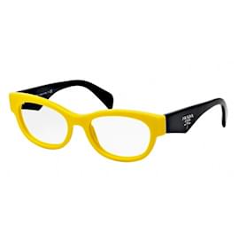 Prada-Prada Yellow / Black Plastic Frame Optical RX Eyeglasses-Yellow