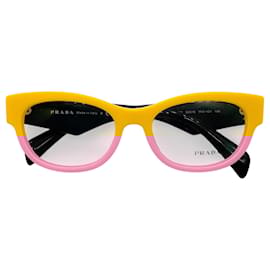 Prada-Prada Yellow / Black Plastic Frame Optical RX Eyeglasses-Yellow