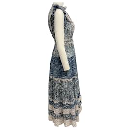 Ulla Johnson-Ulla Johnson Blue / Ivory Kiri Midi Dress-Blue