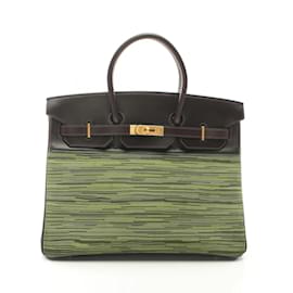 Hermès-Hermes Birkin 35 Handbag-Brown,Pink,Damier ebene