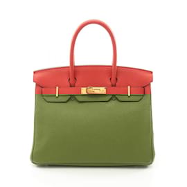 Hermès-Hermes Birkin 30 Handbag in Red Togo Leather-Red