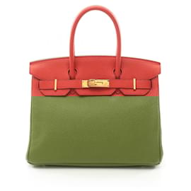 Hermès-Hermes Birkin 30 Handbag in Red Togo Leather-Red