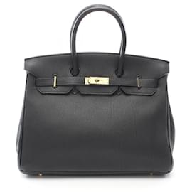 Hermès-Hermes Birkin 35 Handbag in Black Togo Leather-Black