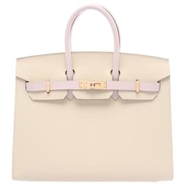 Hermès-Hermes Birkin 25 Crepe Mauve Pale Handbag-Cream,Purple