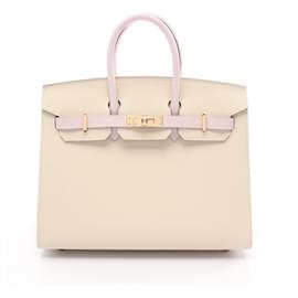 Hermès-Hermes Birkin 25 Crepe Mauve Pale Handbag-Cream,Purple