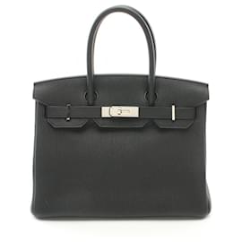 Hermès-Hermes Birkin 30 Handbag in Black Togo Leather-Black