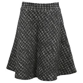 Saia midi estampada RED Valentino em lã tweed preta Preto