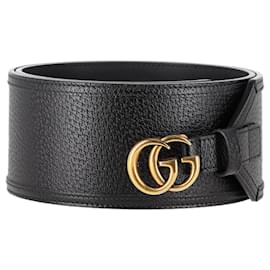 Gucci-Gucci GG Marmont Wide Belt in Black Leather-Black