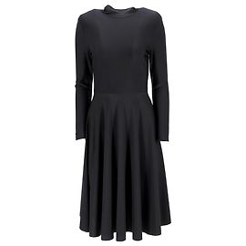 Robe midi évasée à col montant Balenciaga en polyester noir Noir