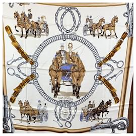Hermès-Hermes Paris Vintage Silk Scarf Equipages 1973 Philippe Ledoux-Brown