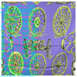 Hermès-Hermes Paris Vintage Silk Scarf Roues de Canon 1967 Latham-Turquoise