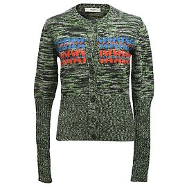 Grüner Wollstrick-Cardigan mit Knöpfen von Prada Grün