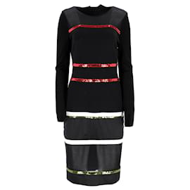Givenchy- Givenchy Sequins-Trimmed Midi Dress in Black Viscose-Black