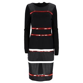 Midi-Kleid aus schwarzer Viskose mit Paillettenbesatz von Givenchy Schwarz