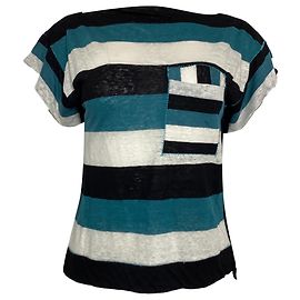 T-shirt a righe Chloé in lino multicolore Multicolore