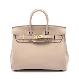 Hermès-Hermes Birkin 25 Tourtiere Grey Handbag-Beige,Grey