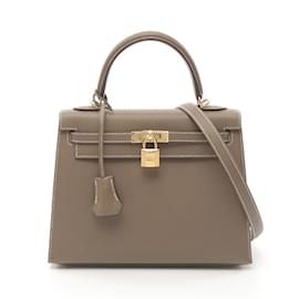 Hermès-Sac à main Hermes Kelly 25-Marron,Taupe