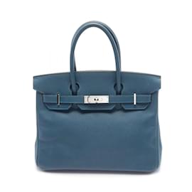 Hermès-Hermes Birkin 30 Blue Thalassa Handbag-Blue