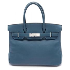 Hermès-Hermes Birkin 30 Blue Thalassa Handbag-Blue