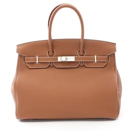 Hermès-Hermes Birkin 35 Handbag-Brown,Golden