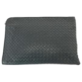 Bottega Veneta-Bottega Veneta Intrecciato Gray Clutch Bag-Brown