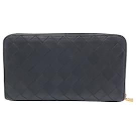Bottega Veneta-Bottega Veneta Intrecciato Black Leather Long Wallet-Black