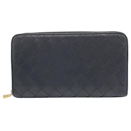 Bottega Veneta-Bottega Veneta Intrecciato Black Leather Long Wallet-Black