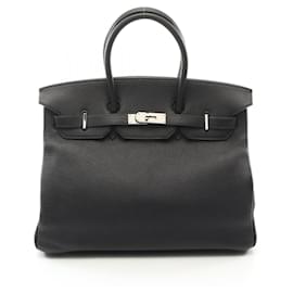 Hermès-Hermes Birkin 35 Handbag in Black Togo Leather-Black