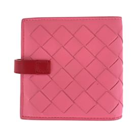 Bottega Veneta-Bottega Veneta Intrecciato Pink Red Leather Wallet-Pink,Red